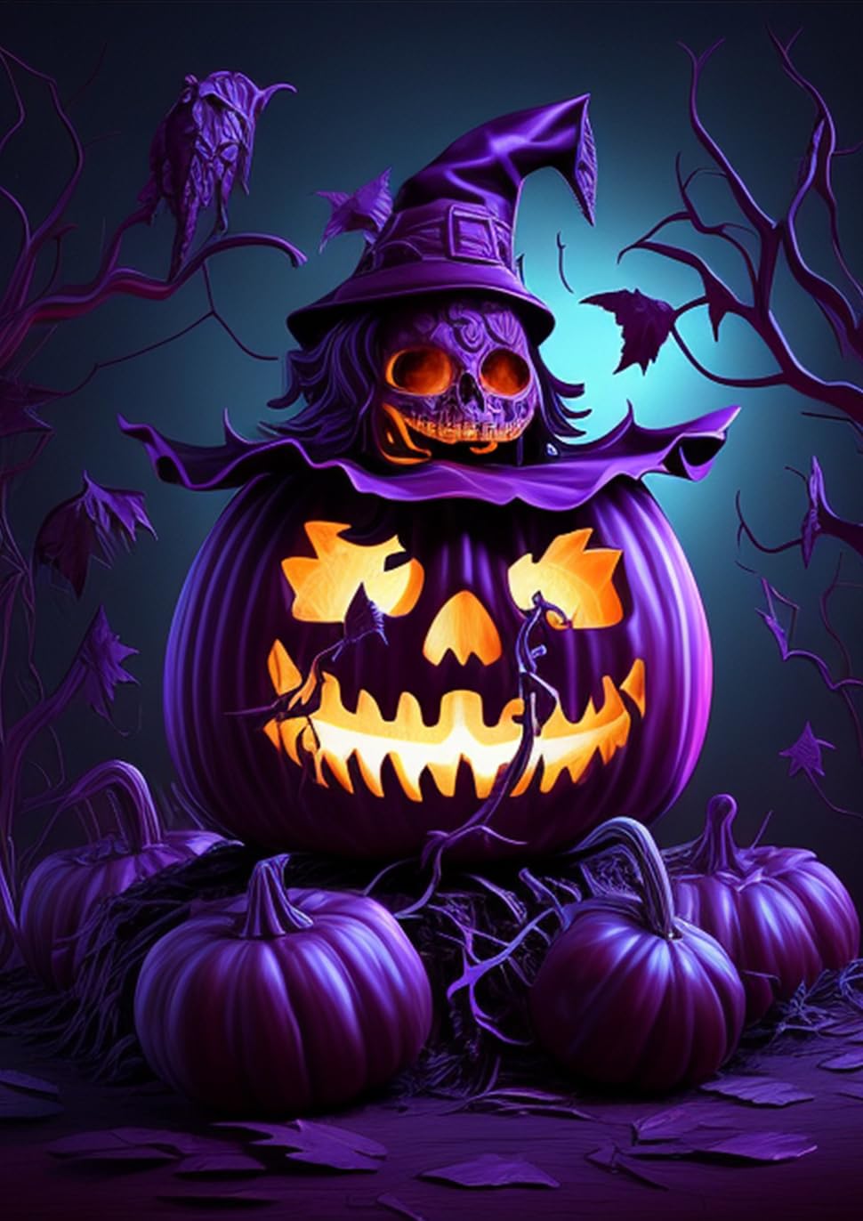 Amazon.com: Jigsaw Puzzles 2023 Halloween- Abstract Purple Pumpkin